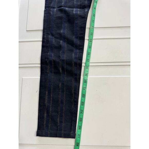 AG Adiano Goldschmied Farrah Skinny Ankle Jean 27R Black Blue Metallic Striped - Picture 8 of 8